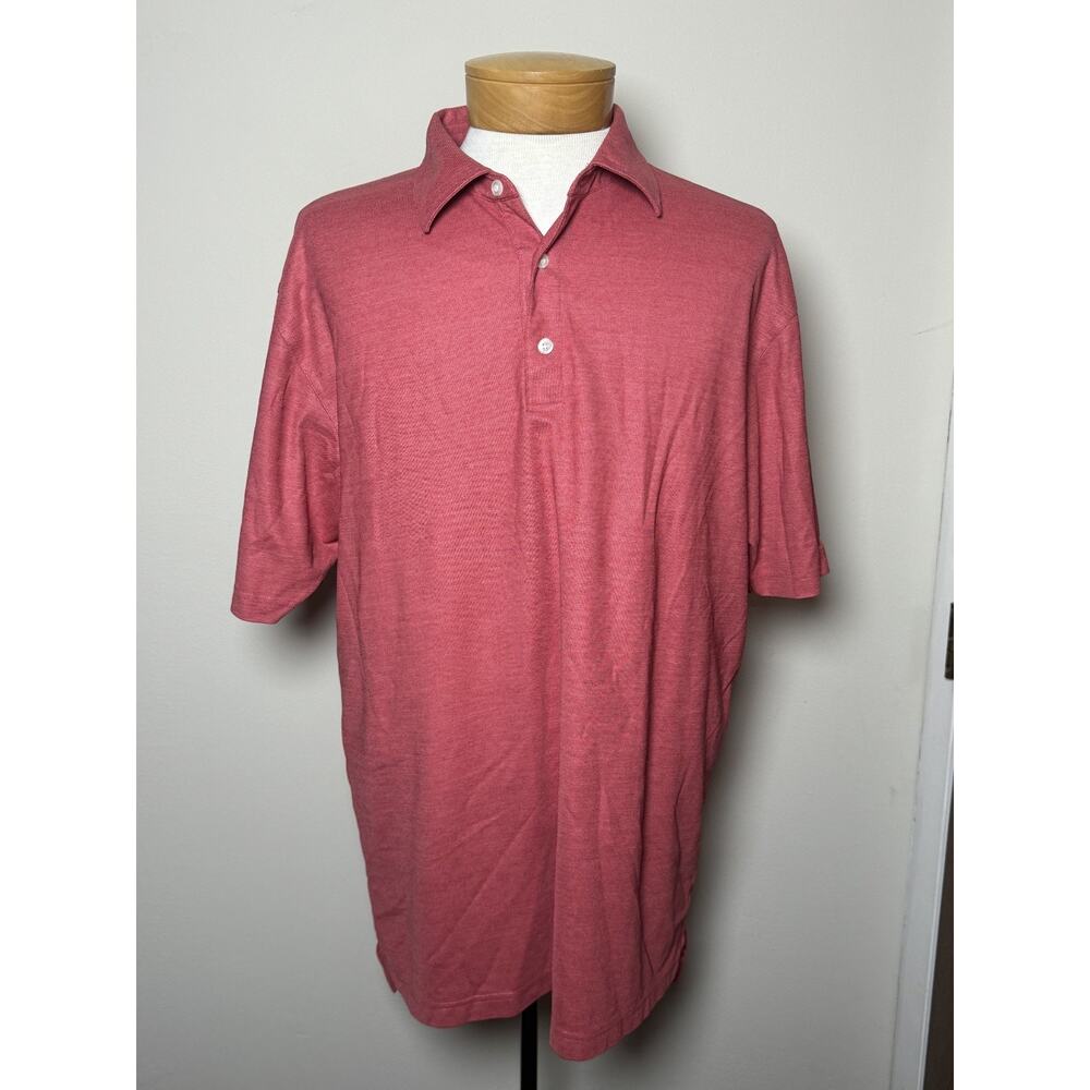 DUNNING GOLF Polo Shirt Mens 2XL XXL Red Coral Heathered Performance Stretch